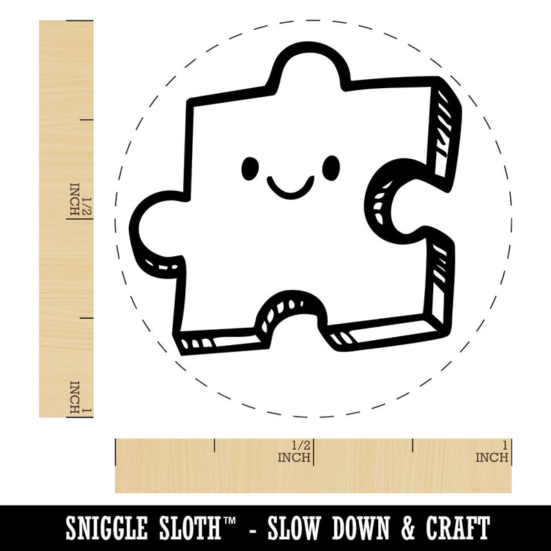 Happy Cartoon Puzzle Piece Self-Inking Rubber Stamp Crafting Planners