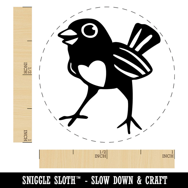 Happy Little Bird With Heart Chest Cute Love Self-Inking Rubber Stamp Crafting