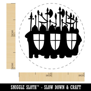 Knights Soldiers Medieval Army Shields Spears Self-Inking Rubber Stamp Crafting
