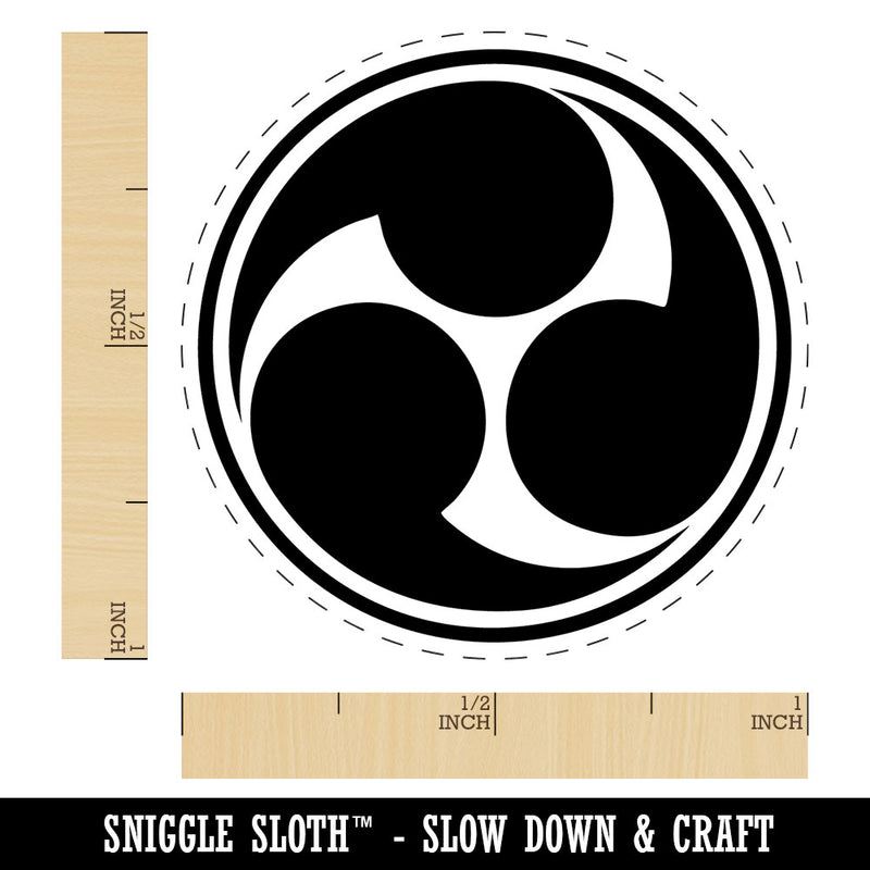 Mitsu Tomoe Japanese Shinto God Symbol Samurai Charm Self-Inking Rubber Stamp