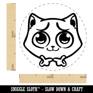 Nervous Cat With A Question Touching Fingers Self-Inking Rubber Stamp Crafting