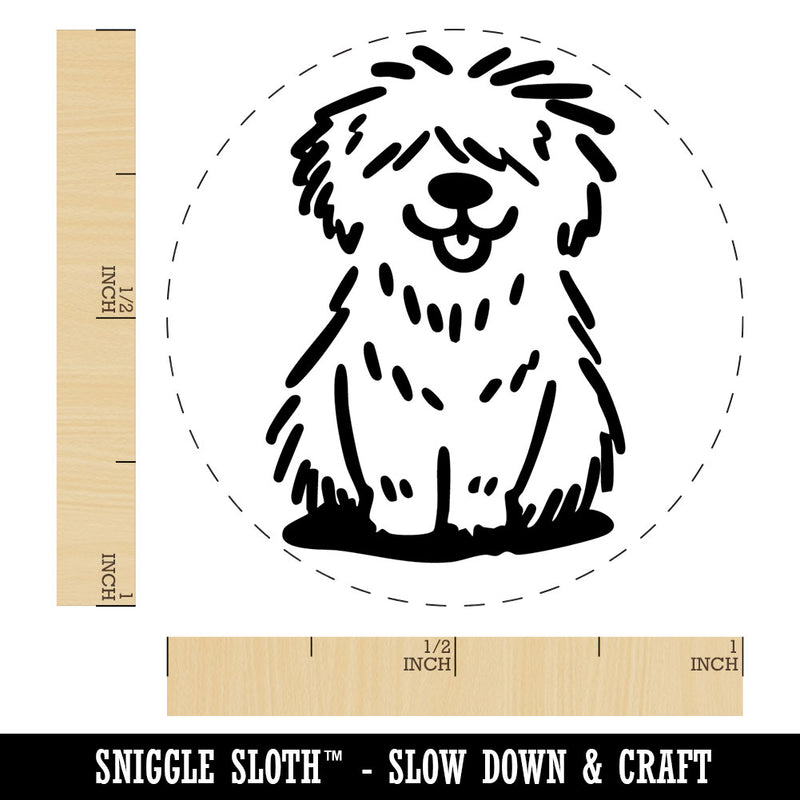 Shaggy Dog Sheepdog Sketch Fluffy Hairy Pet Self-Inking Rubber Stamp Crafting