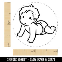 Simple Cartoon Baby Crawling in Diaper Self-Inking Rubber Stamp Crafting Planner