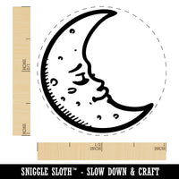 Sleeping Crescent Moon Vintage Face Self-Inking Rubber Stamp Crafting Planners