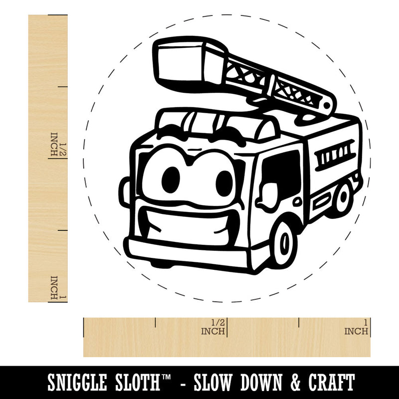 Smiling Cartoon Firetruck Vehicle Firefighter Ladder Self-Inking Rubber Stamp