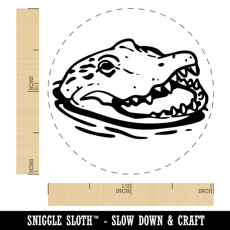 Sneaky Alligator Head Sticking Out Water Swamp Self-Inking Rubber Stamp Crafting