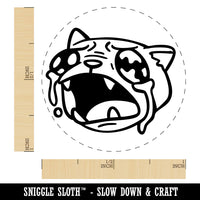 Ugly Crying Cat Watery Eyes Tears Self-Inking Rubber Stamp Crafting Planners