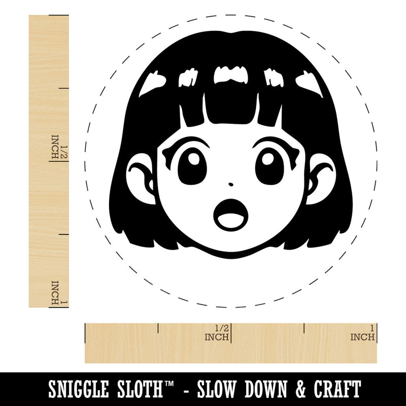 Anime Manga Girl Shocked Surprised Cute Self-Inking Rubber Stamp for Stamping Ink Stamper Crafting Planners