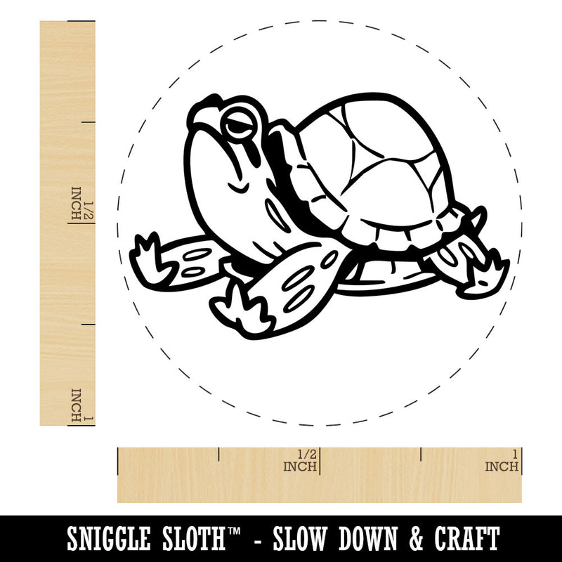 Basking Turtle Terrapin Sun Bathing Self-Inking Rubber Stamp for Stamping Ink Stamper Crafting Planners