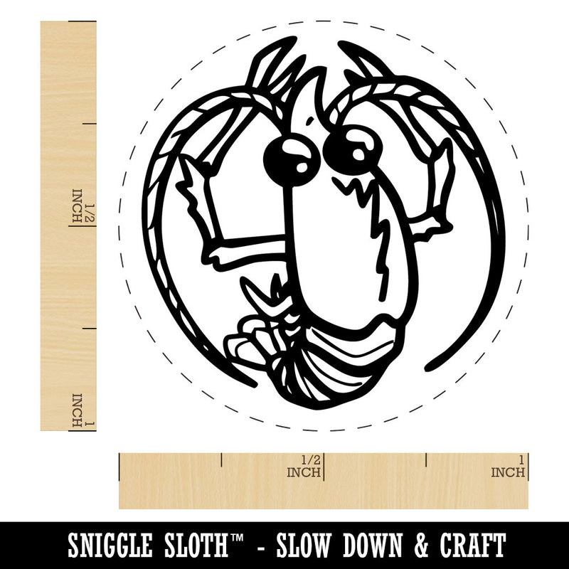 Big Eyed Shrimp Prawn Crustacean Seafood Shellfish Self-Inking Rubber Stamp for Stamping Ink Stamper Crafting Planners
