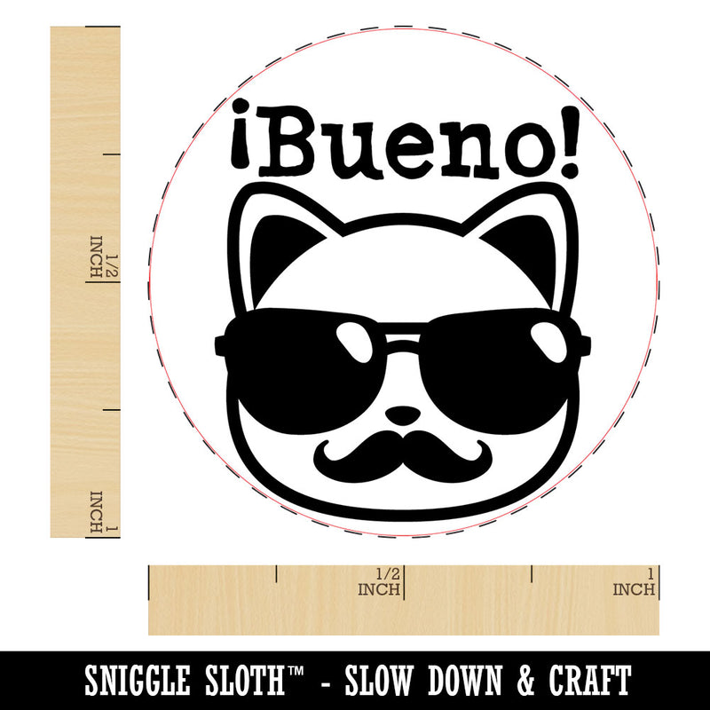 Bueno Cat Sunglasses Spanish Teacher Class School Compliment Self-Inking Rubber Stamp for Stamping Ink Stamper