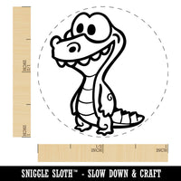 Cartoon Alligator Crocodile Overbite Silly Funny Self-Inking Rubber Stamp for Stamping Ink Stamper Crafting Planners