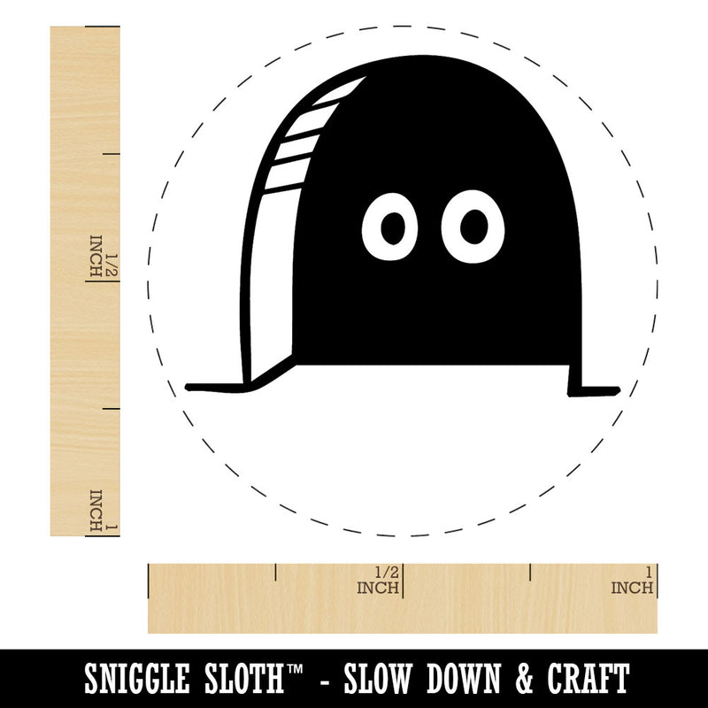 Cartoon Eyes Peeking Out of Hole In Wall Mouse Rat Rodent Self-Inking Rubber Stamp for Stamping Ink Stamper