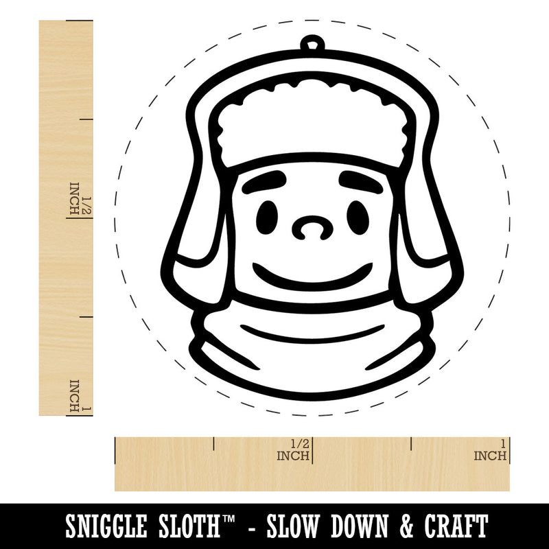Cartoon Person In Fur Winter Hat Scarf Self-Inking Rubber Stamp for Stamping Ink Stamper Crafting Planners