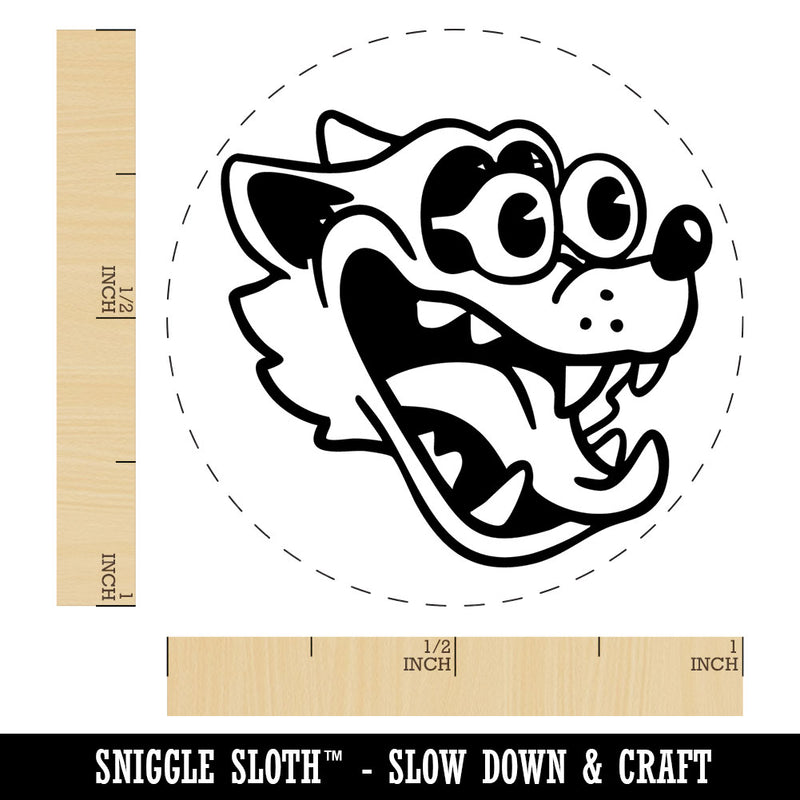 Cartoon Wolf Popping Eyes Shocked Suprised Self-Inking Rubber Stamp for Stamping Ink Stamper Crafting Planners