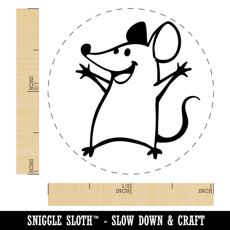 Cheering Happy Cartoon Mouse Self-Inking Rubber Stamp for Stamping Ink Stamper Crafting Planners