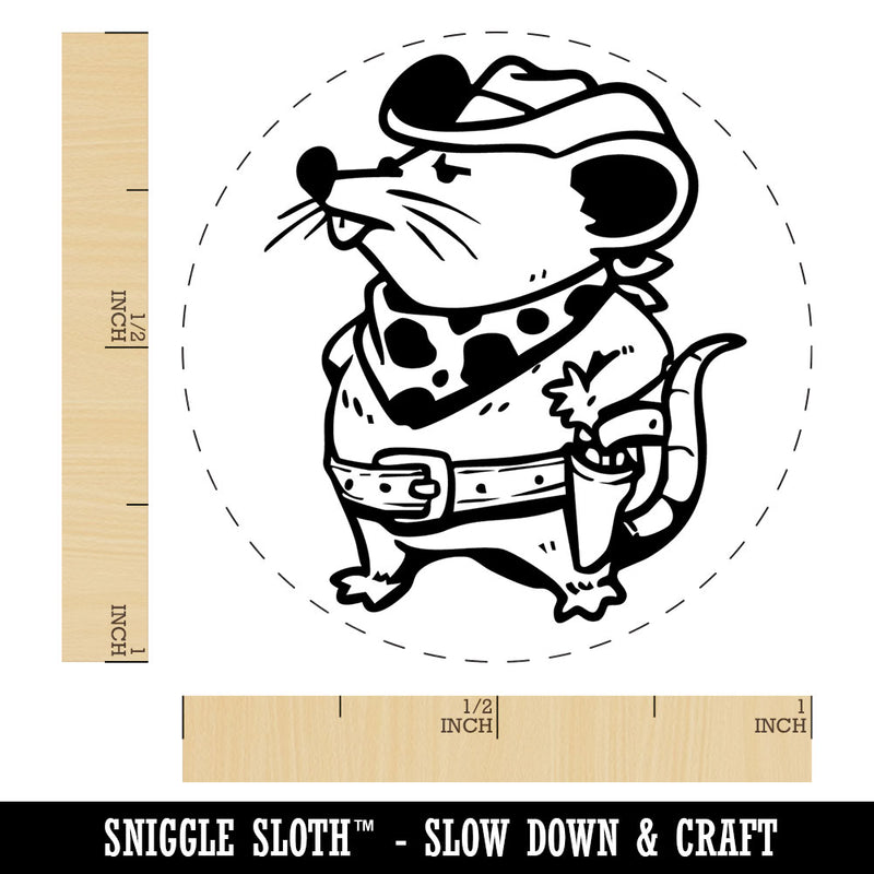 Cowboy Rat Mouse Western with Hat Bandana Self-Inking Rubber Stamp for Stamping Ink Stamper Crafting Planners