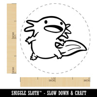 Curious Axolotl Floating Salamander Amphibian Self-Inking Rubber Stamp for Stamping Ink Stamper Crafting Planners