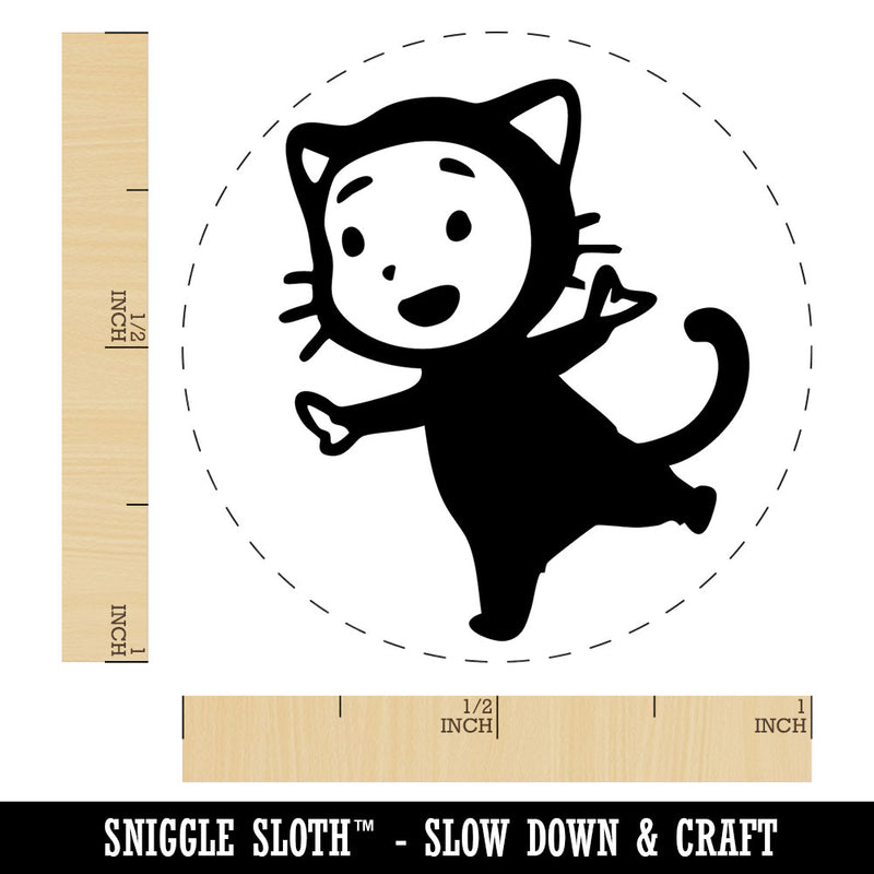 Cute Baby Child in Cat Costume Halloween Self-Inking Rubber Stamp for Stamping Ink Stamper Crafting Planners