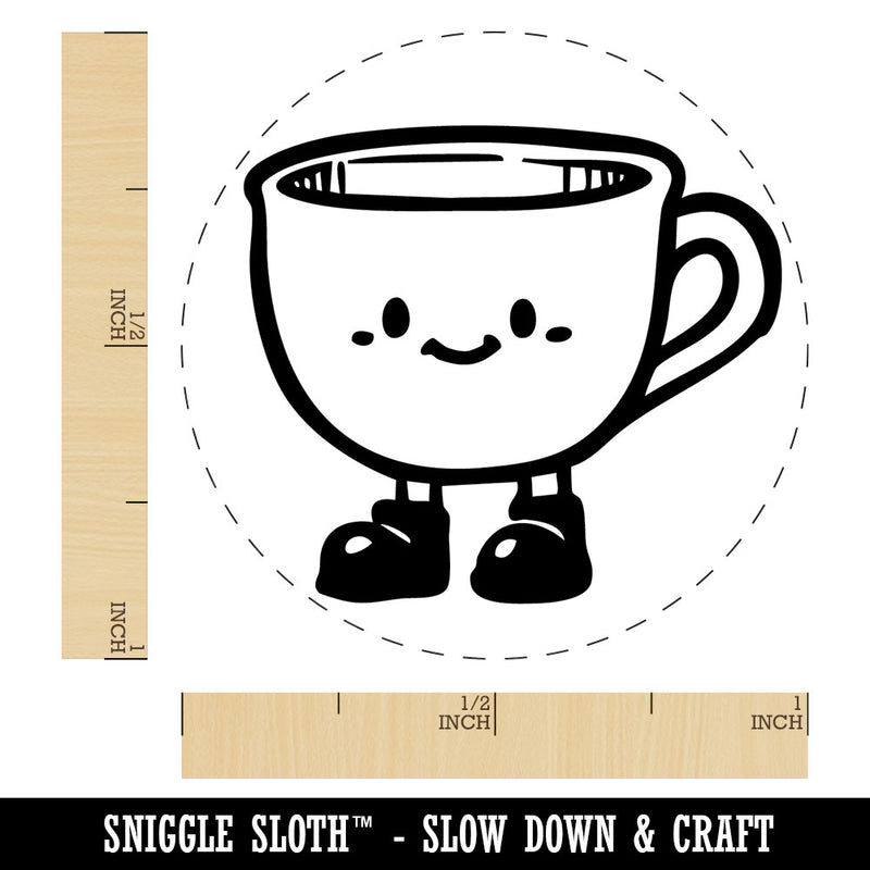 Cute Cartoon Tea Cup with Shoes Self-Inking Rubber Stamp for Stamping Ink Stamper Crafting Planners