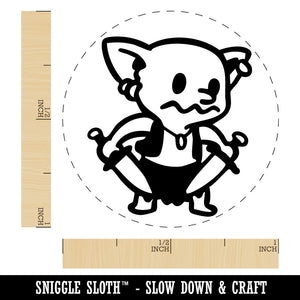 Cute Fantasy Goblin With Daggers Dungeon Self-Inking Rubber Stamp for Stamping Ink Stamper Crafting Planners