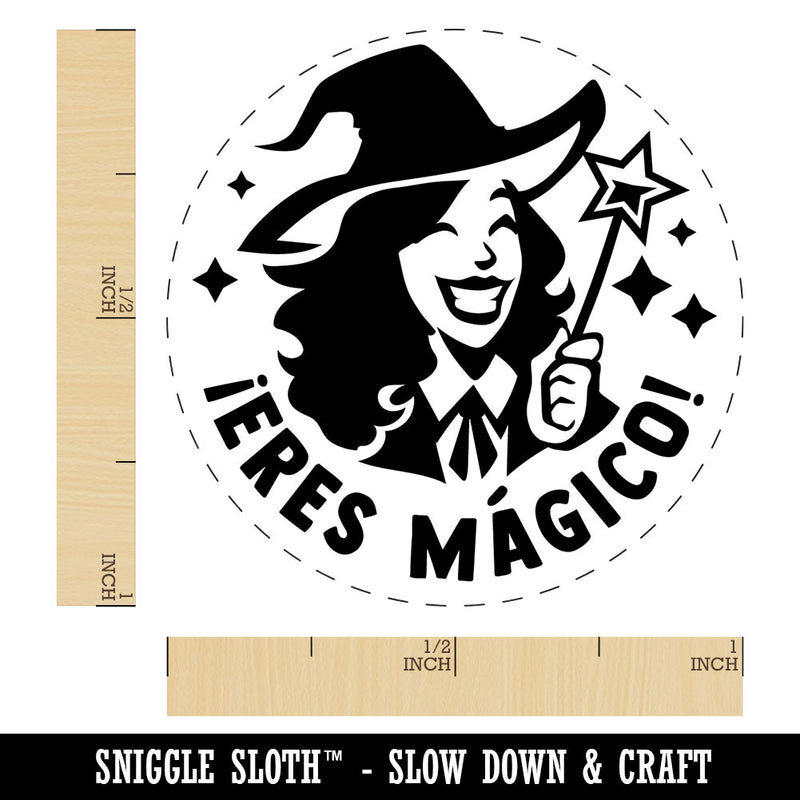 Eres Magico Magical Witch Spanish Compliment Teacher Stamp Self-Inking Rubber Stamp for Stamping Ink Stamper