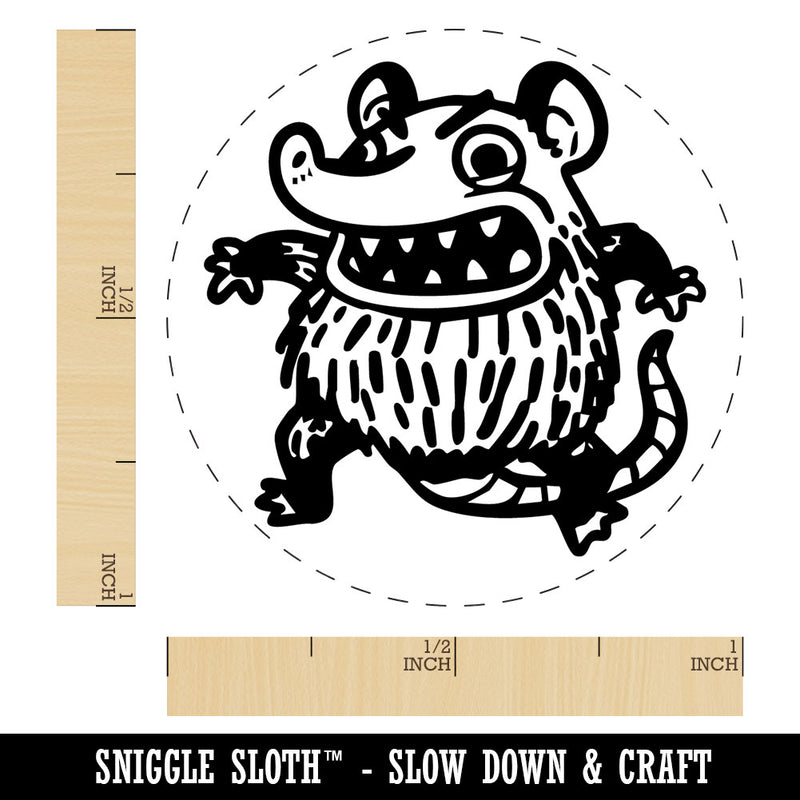 Feral Opossum Cartoon Trouble Creature Self-Inking Rubber Stamp for Stamping Ink Stamper Crafting Planners