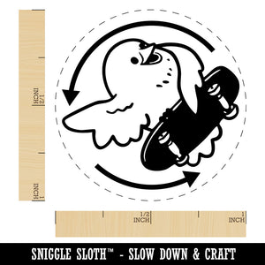 Flipping the Bird Funny Skateboard Silly Self-Inking Rubber Stamp for Stamping Ink Stamper Crafting Planners