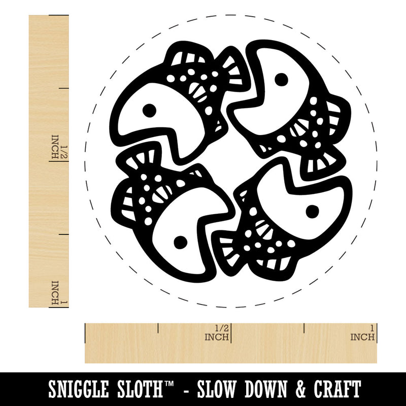 Four Fish Swimming In Circle Food Chain Self-Inking Rubber Stamp for Stamping Ink Stamper Crafting Planners