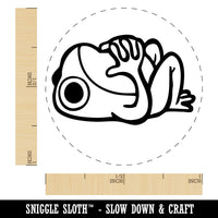 Frog Laying On Back Contemplating Thinking Considering Self-Inking Rubber Stamp for Stamping Ink Stamper