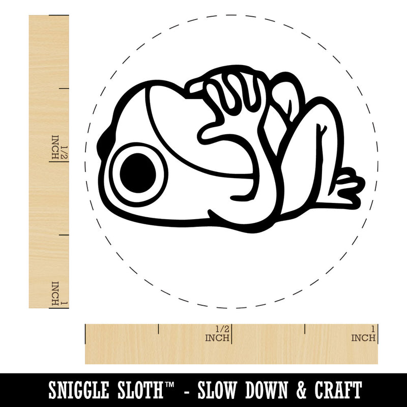 Frog Laying On Back Contemplating Thinking Considering Self-Inking Rubber Stamp for Stamping Ink Stamper