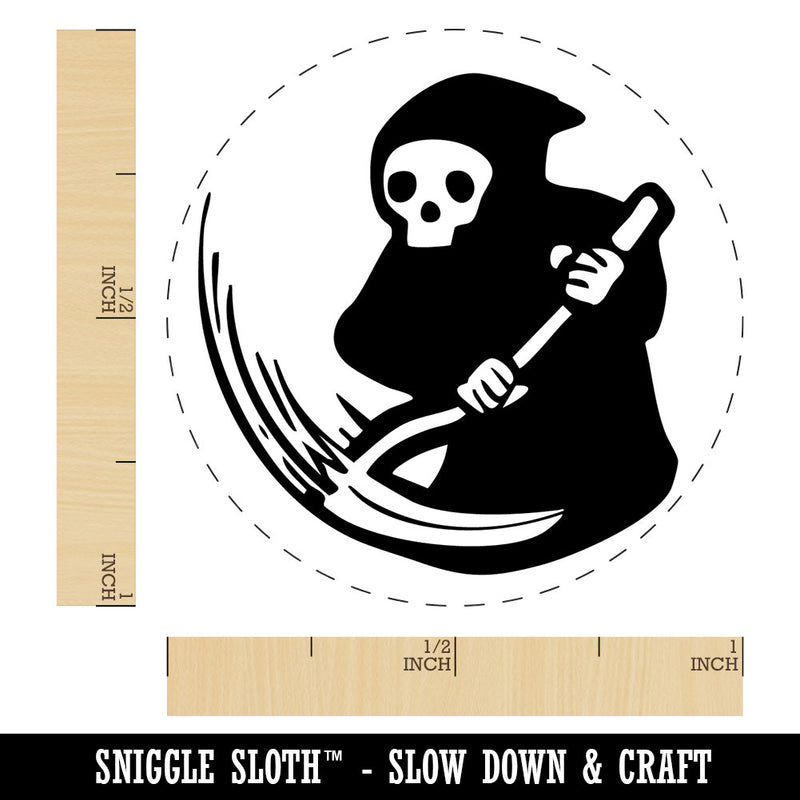 Grim Reaper Reaping with Scythe Skeleton Death Self-Inking Rubber Stamp for Stamping Ink Stamper Crafting Planners