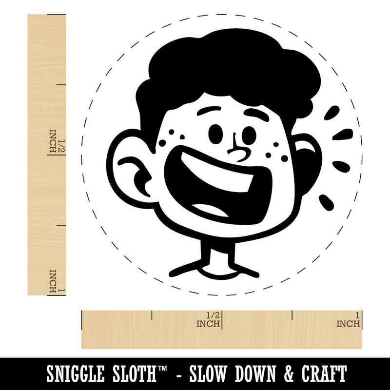 Happy Cartoon Boy Smile Freckles Self-Inking Rubber Stamp for Stamping Ink Stamper Crafting Planners