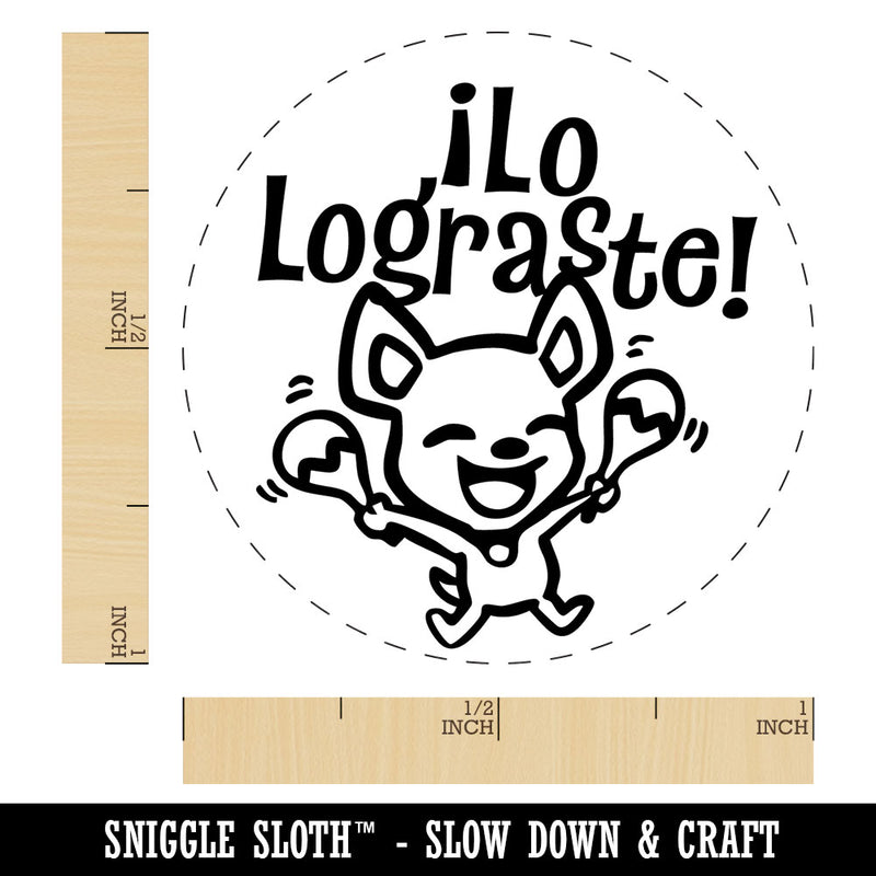 Lo Lograste You Did It Praise Spanish Chihuahua Dog with Maracas Teacher Stamp Self-Inking Rubber Stamp for Stamping Ink