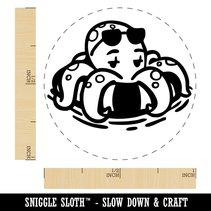 Octopus Inflatable Swim Tube Vacation Relaxing Chilling Self-Inking Rubber Stamp for Stamping Ink Stamper