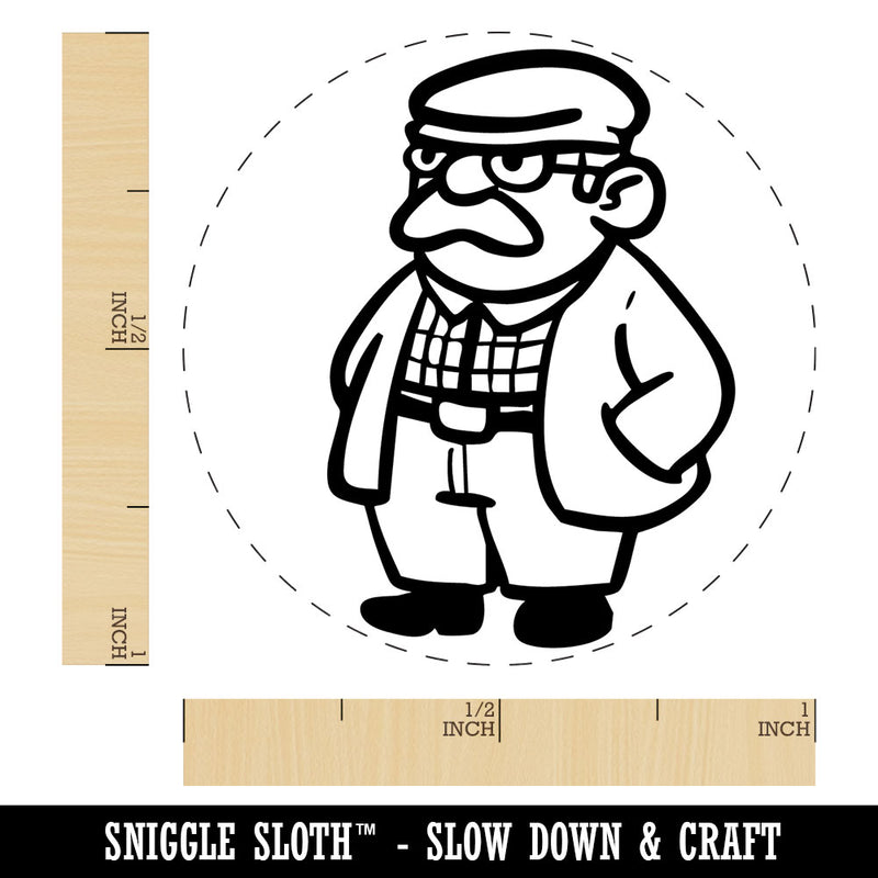 Old Elderly Man Grandpa Cardigan Sweater Glasses Self-Inking Rubber Stamp for Stamping Ink Stamper Crafting Planners