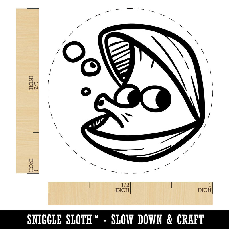 Open Cartoon Clam Blowing Bubbles Shellfish Self-Inking Rubber Stamp for Stamping Ink Stamper Crafting Planners