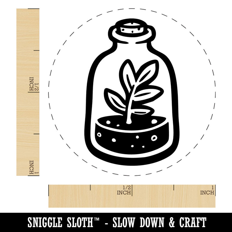 Plant Terrarrium In Jar Bottle Dirt Self-Inking Rubber Stamp for Stamping Ink Stamper Crafting Planners