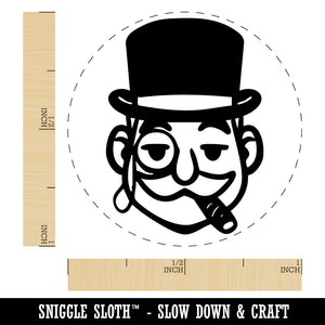 Rich Man Top Hat Mustache Tycoon Cigar Self-Inking Rubber Stamp for Stamping Ink Stamper Crafting Planners