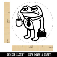 Sad Business Frog Coffee Suitcase Tie Self-Inking Rubber Stamp for Stamping Ink Stamper Crafting Planners
