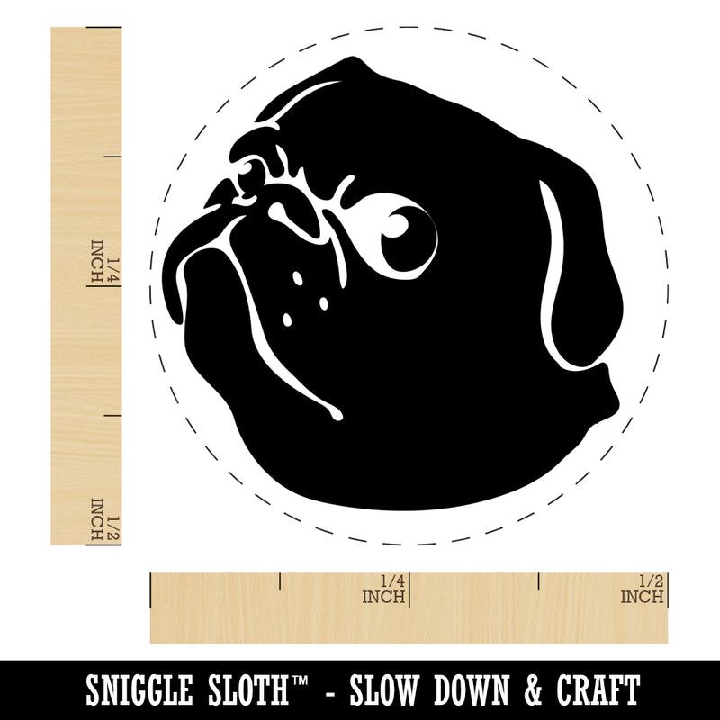 Solid Pug Looking Back Self-Inking Rubber Stamp Ink Stamper for Stamping Crafting Planners