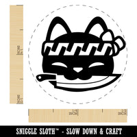 Sushi Cat Chef Knife Self-Inking Rubber Stamp Ink Stamper for Stamping Crafting Planners