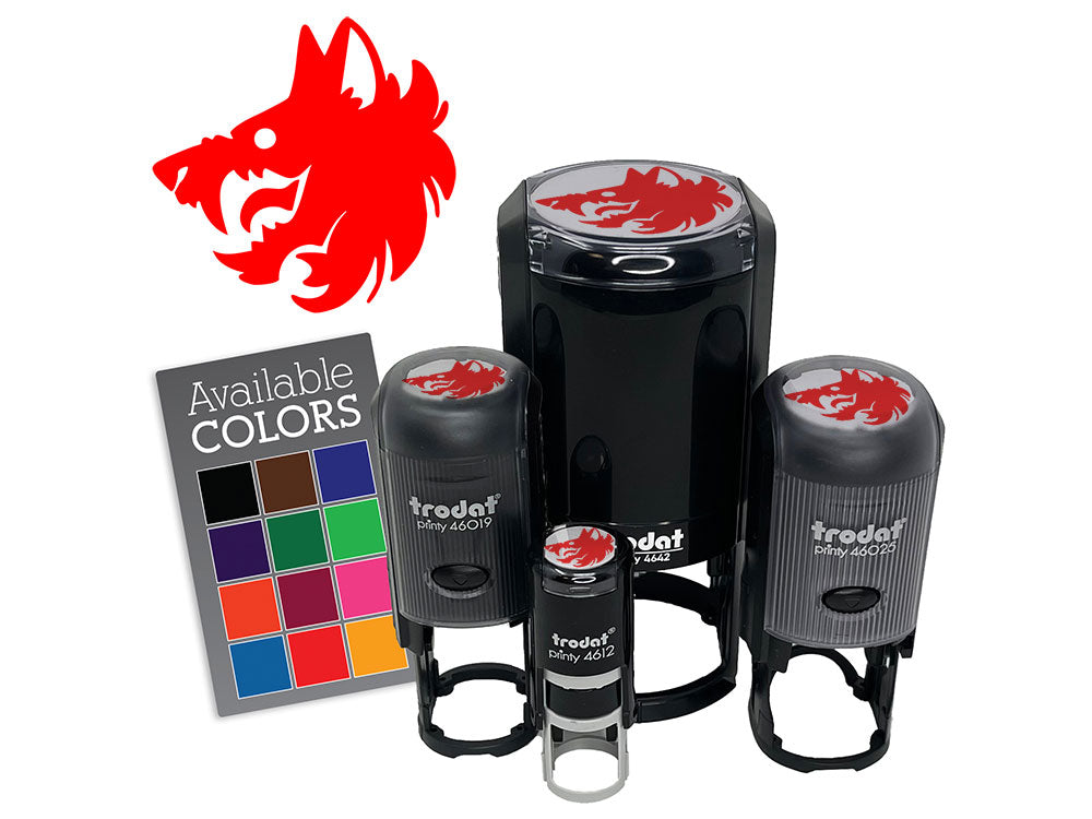 Fierce Wolf Head Emblem Self-Inking Rubber Stamp for Stamping Crafting Planners