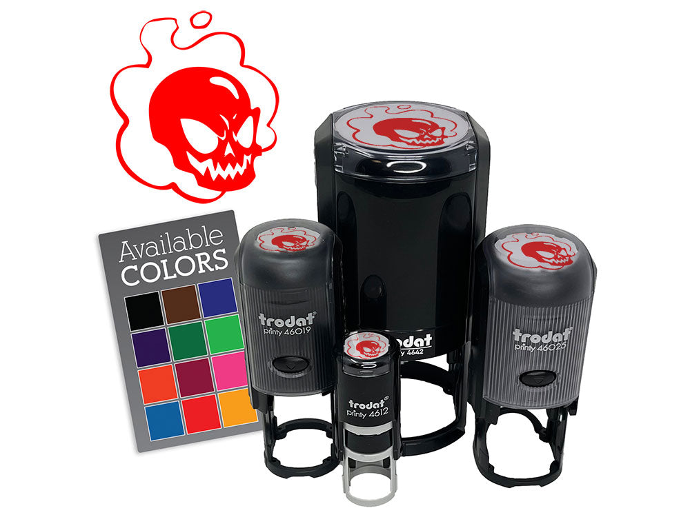 Flaming Cartoon Ghost Skull Bone Monster Spirit Apparition Self-Inking Rubber Stamp for Stamping Crafting Planners