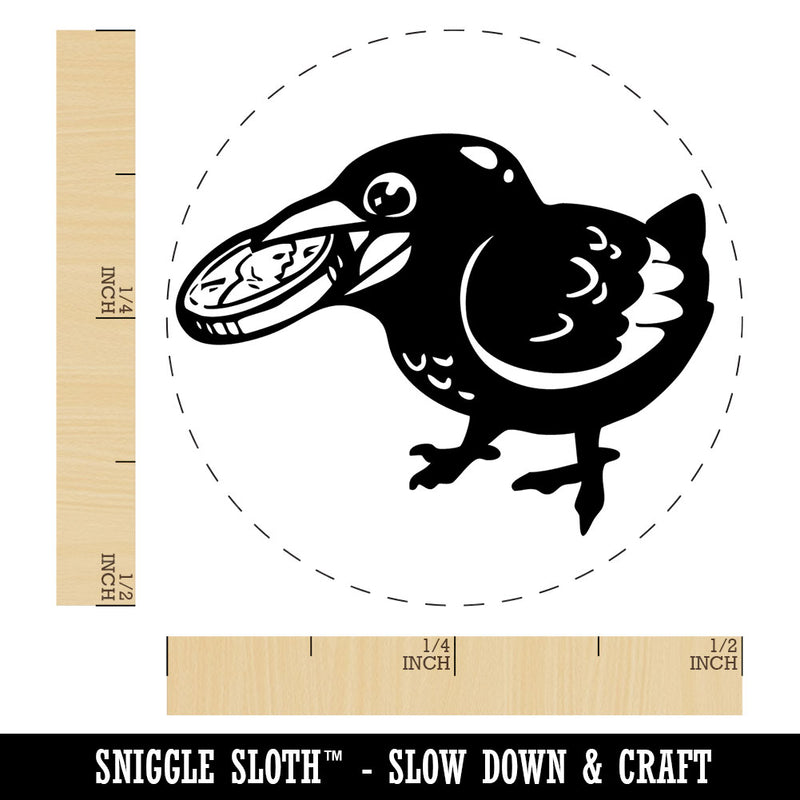 Happy Excited Crow With Treasure Coin Self-Inking Rubber Stamp for Stamping Crafting Planners