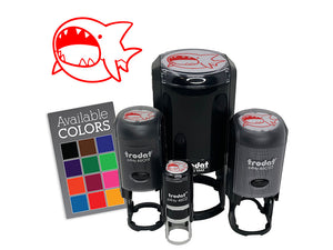 Hungry Round Shark Cute Cartoon Self-Inking Rubber Stamp for Stamping Crafting Planners