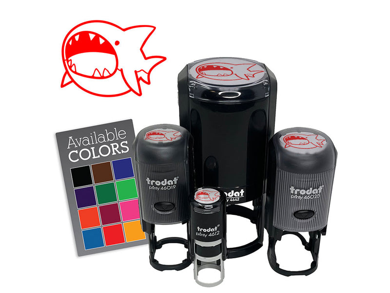 Hungry Round Shark Cute Cartoon Self-Inking Rubber Stamp for Stamping Crafting Planners