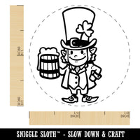 Leprechaun with Big Hat and Mug of Beer Saint Patricks Day Self-Inking Rubber Stamp for Stamping Crafting Planners
