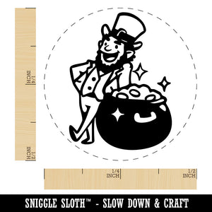 Leprechaun with Pot of Gold Saint Patricks Day Self-Inking Rubber Stamp for Stamping Crafting Planners
