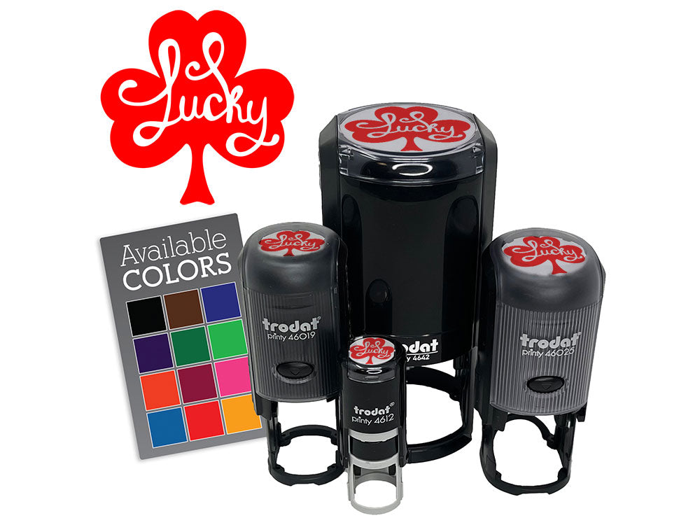 Lucky Cursive Shamrock Four Leaf Clover Self-Inking Rubber Stamp for Stamping Crafting Planners